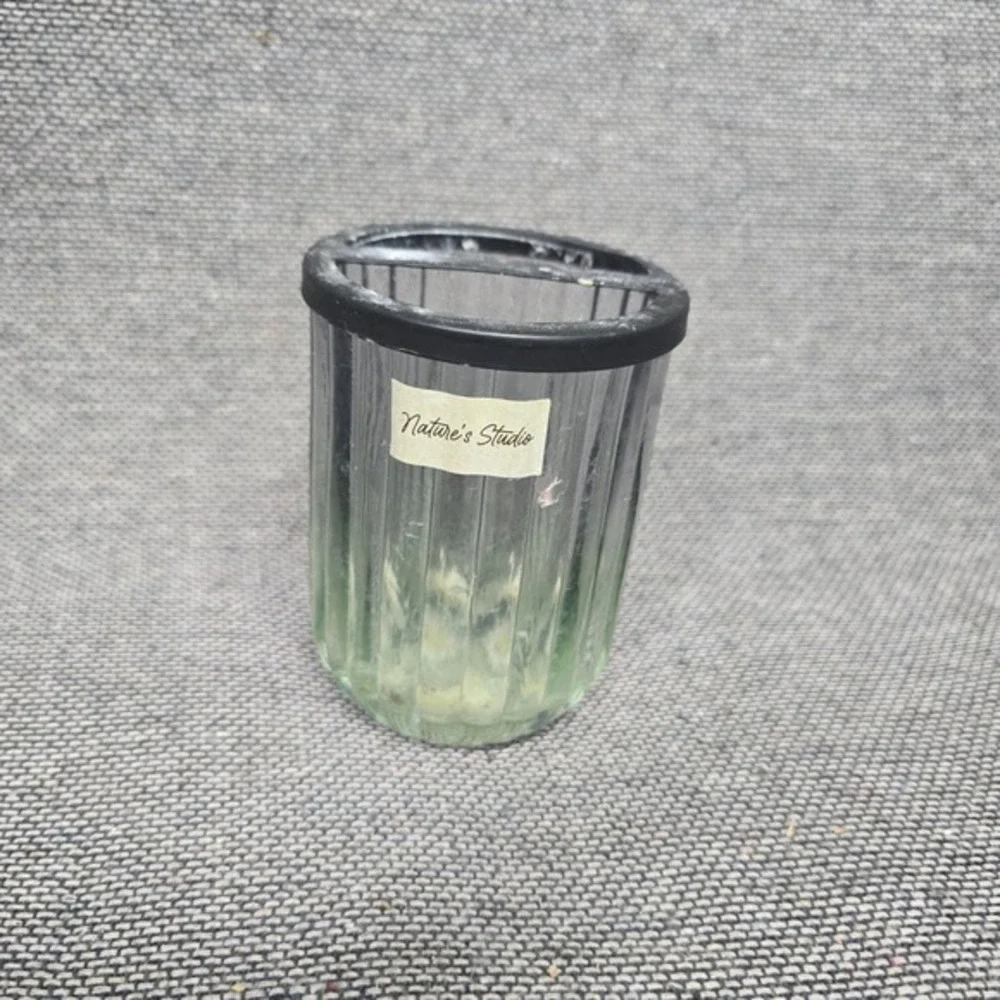 Nature's Studio Green Ombre Ribbed Toothbrush‎ Holder Vanity Organizer 149161